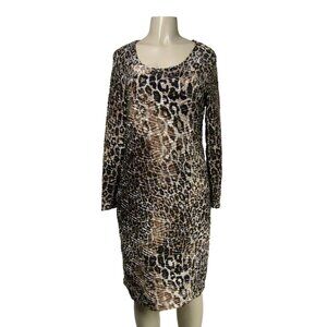 LEOPARD NWT Animal Print Safari Cheetah Textured Mob Wife knit Career Dress L